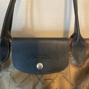 Authentic Longchamp Tote Shoulder Bag Monogram Vegan Leather